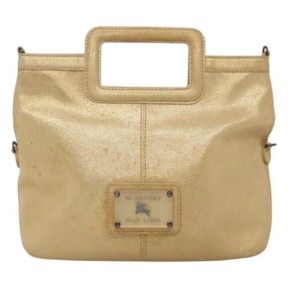 BURBERRY Blue Label Hand Bag Leather 2way Gold - Picture 11 of 15